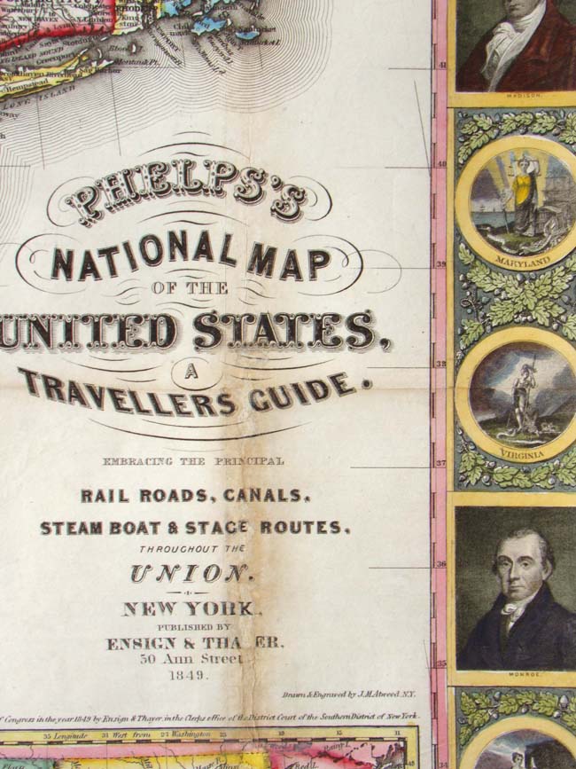 'Phelps National Map of the United States' published by Ensign & Thayer, New York, 1849 — image 2
